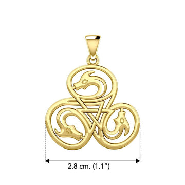Dragon with Triskele Solid Yellow Gold Pendant GPD5819 - Jewelry